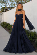 A Line Light Pink Sweetheart Chiffon Long Formal Prom Gown