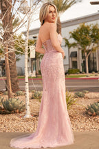 Lilac Tulle Mermaid Evening Dress with Sweetheart Neckline and Slit