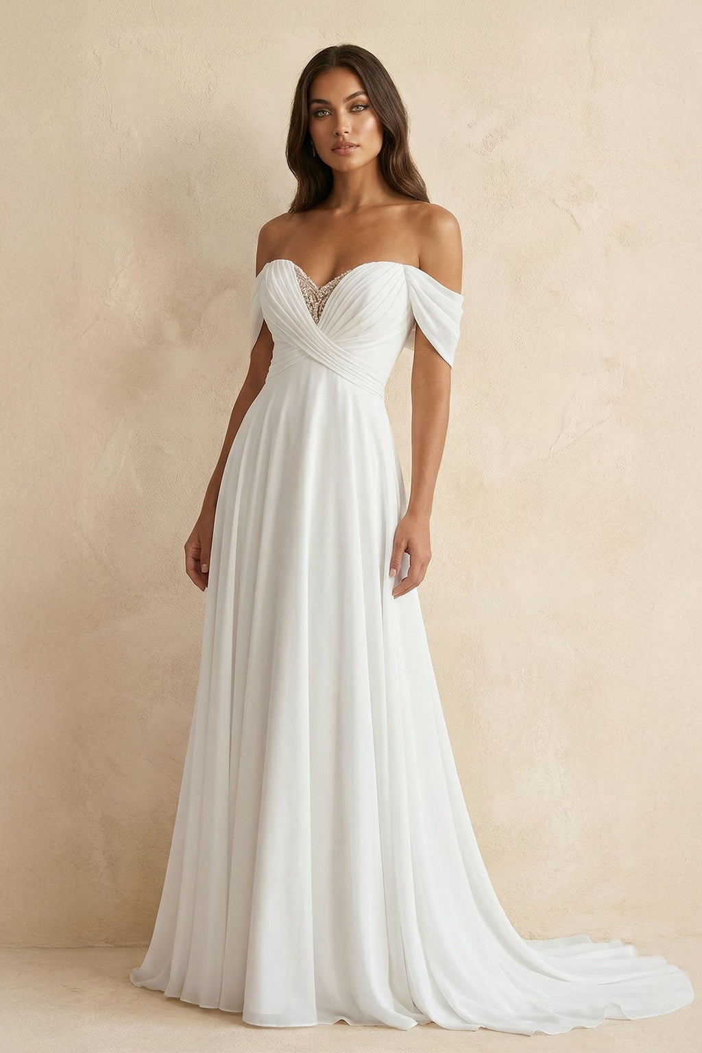 Clarisse Rose Diamond White front view wedding dress