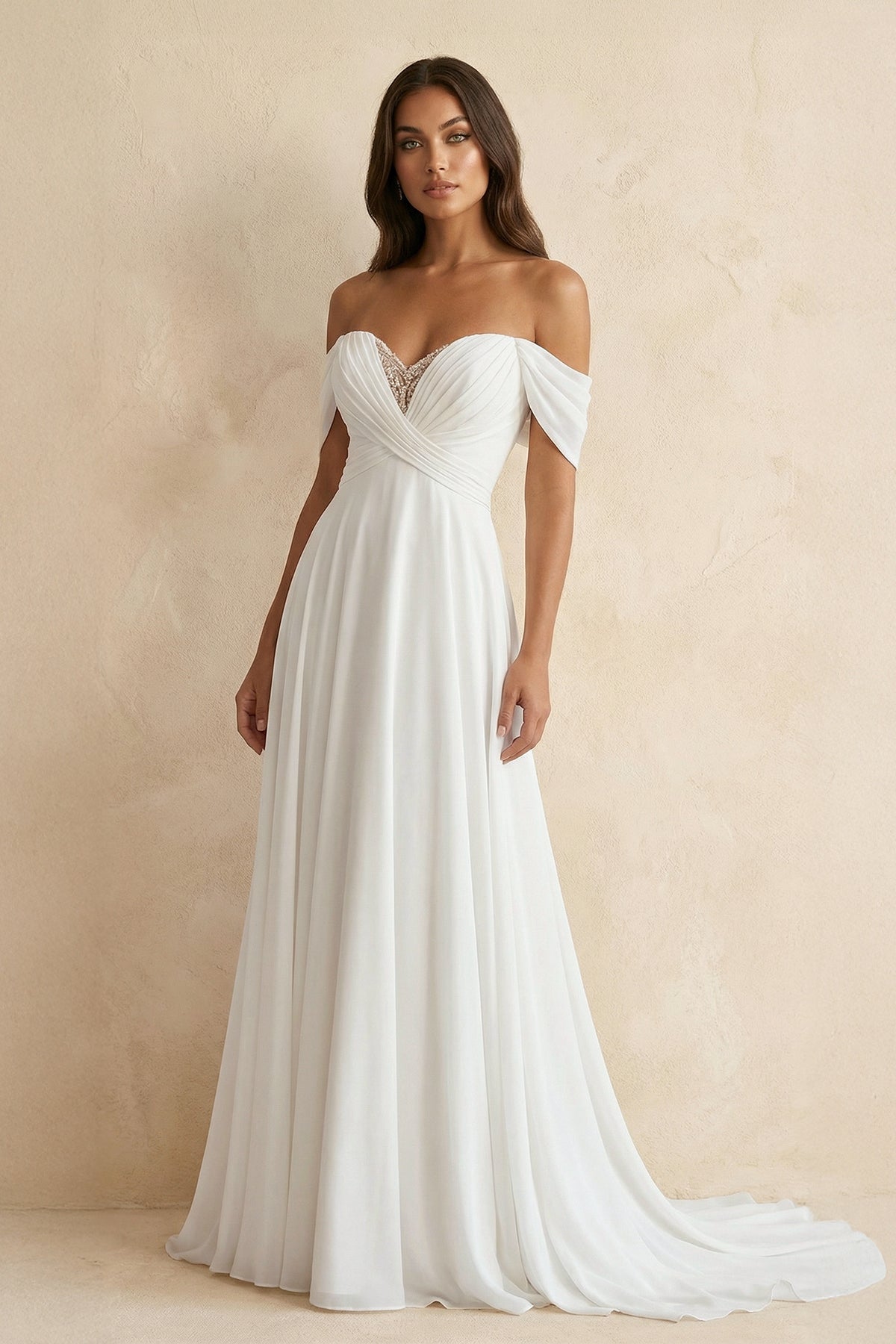 Clarisse Rose Diamond White front view wedding dress