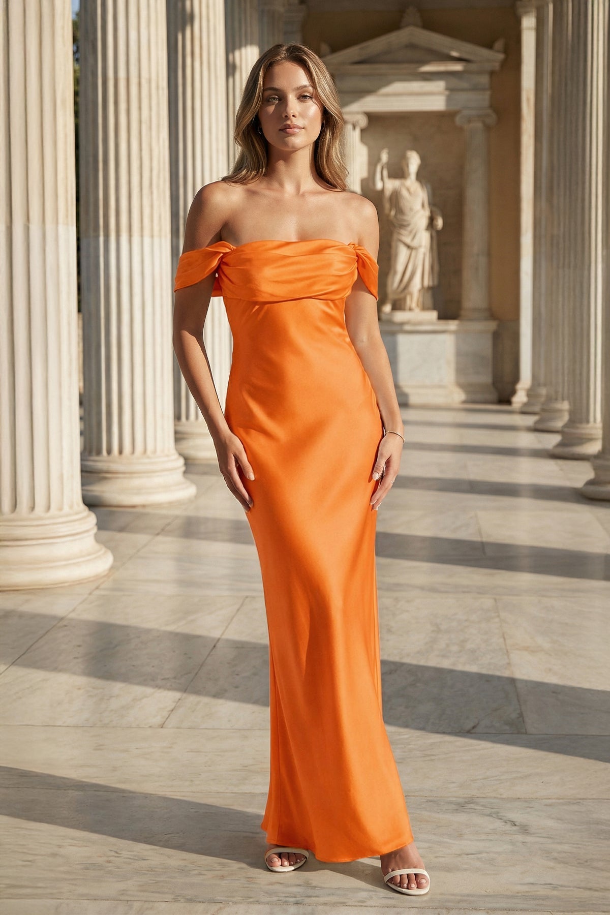 Wilhelmina Dawn Orange front view prom dress