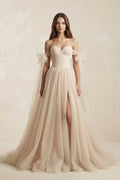 Ilaria Champagne front view wedding dress