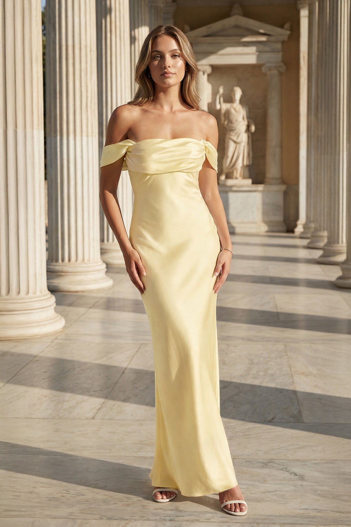 Wilhelmina Dawn Yellow front view prom dress