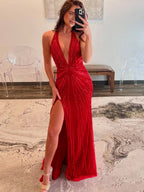 Amabel red front view prom dress