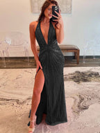 Amabel black front view prom dress