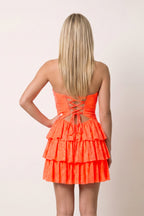 Royal Blue A Line Sweetheart Satin Cut Out Ruffled Homecoming Dresses with Beads