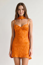 Leonora Orange side view homecoming dress