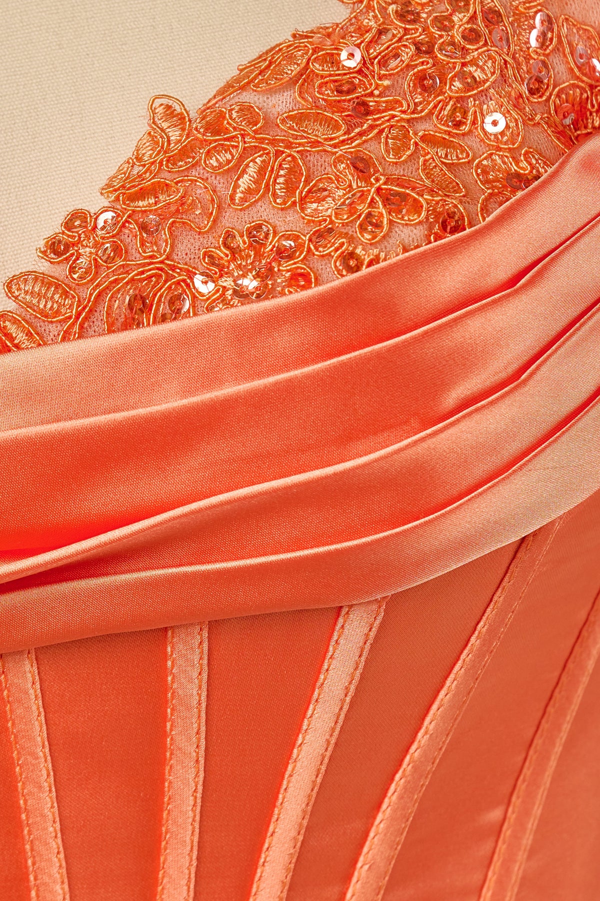 Zinnia Orange detail 1 homecoming dress
