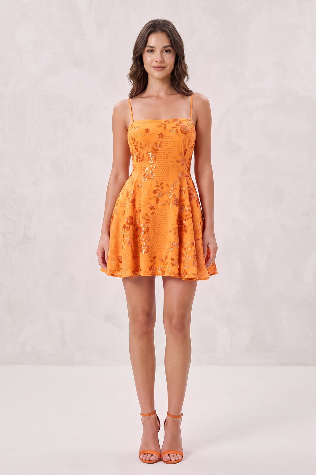 Orianne Orange side view homecoming dress