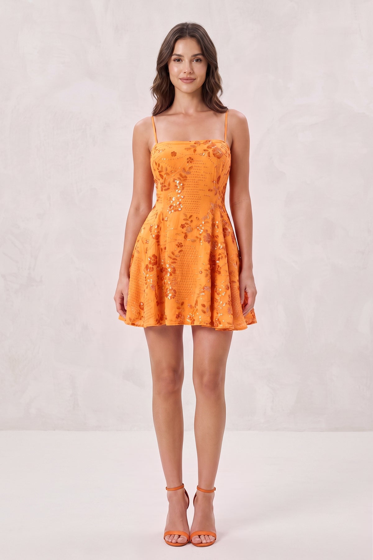 Orianne Orange side view homecoming dress