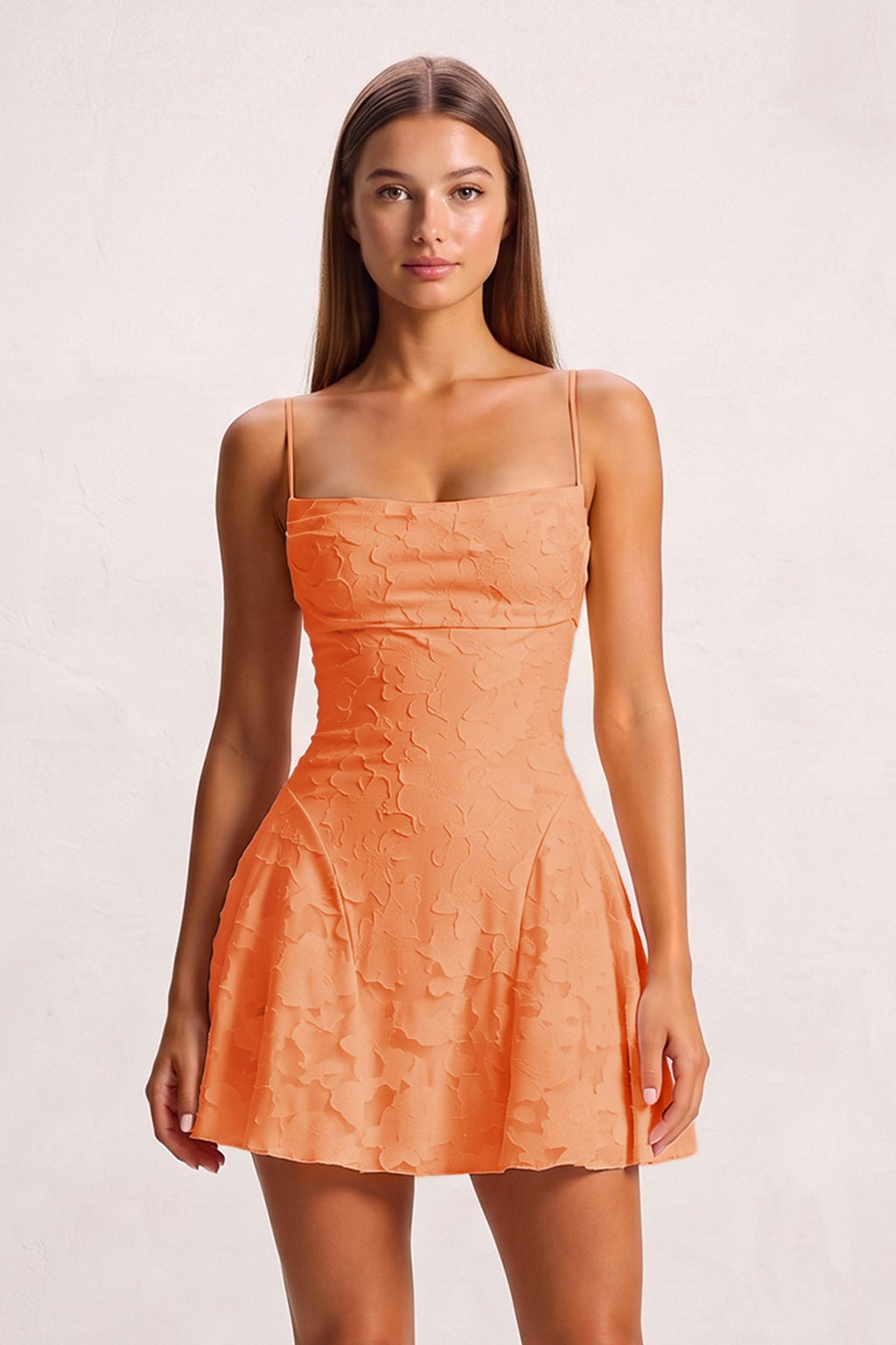 Fiorella Orange side view homecoming dress