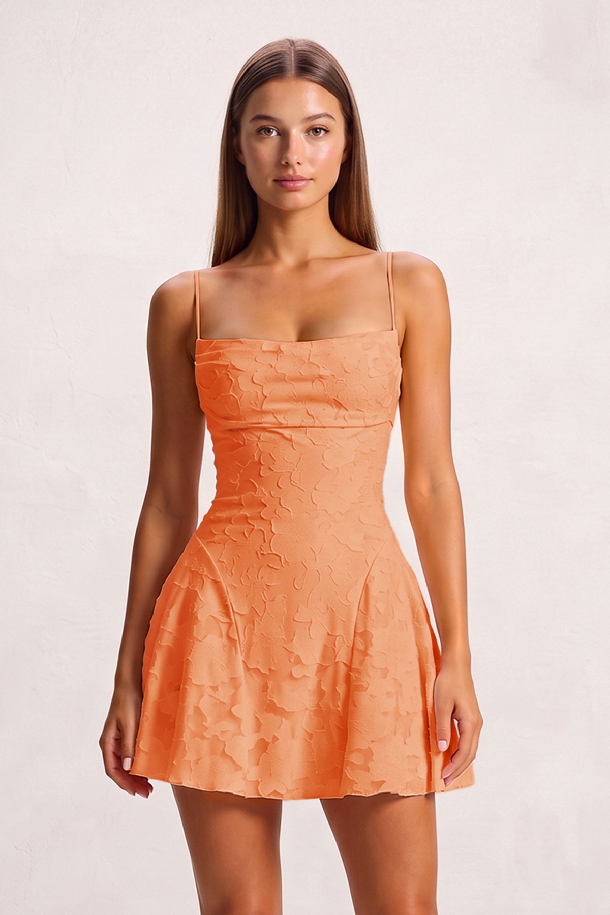 Fiorella Orange side view homecoming dress