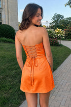 Serena Orange back view homecoming dress