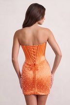 Yellow Sweetheart Sheath Satin Corset Homecoming Dress With Pearl