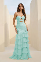 Honora Elise Pool Blue side view prom dress