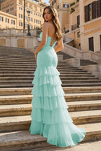 Honora Elise Pool Blue back view prom dress