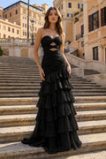 Honora Elise Black front view prom dress