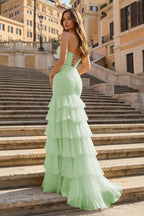 Noemi sage green back view prom dress