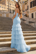 Noemi sky blue back view prom dress