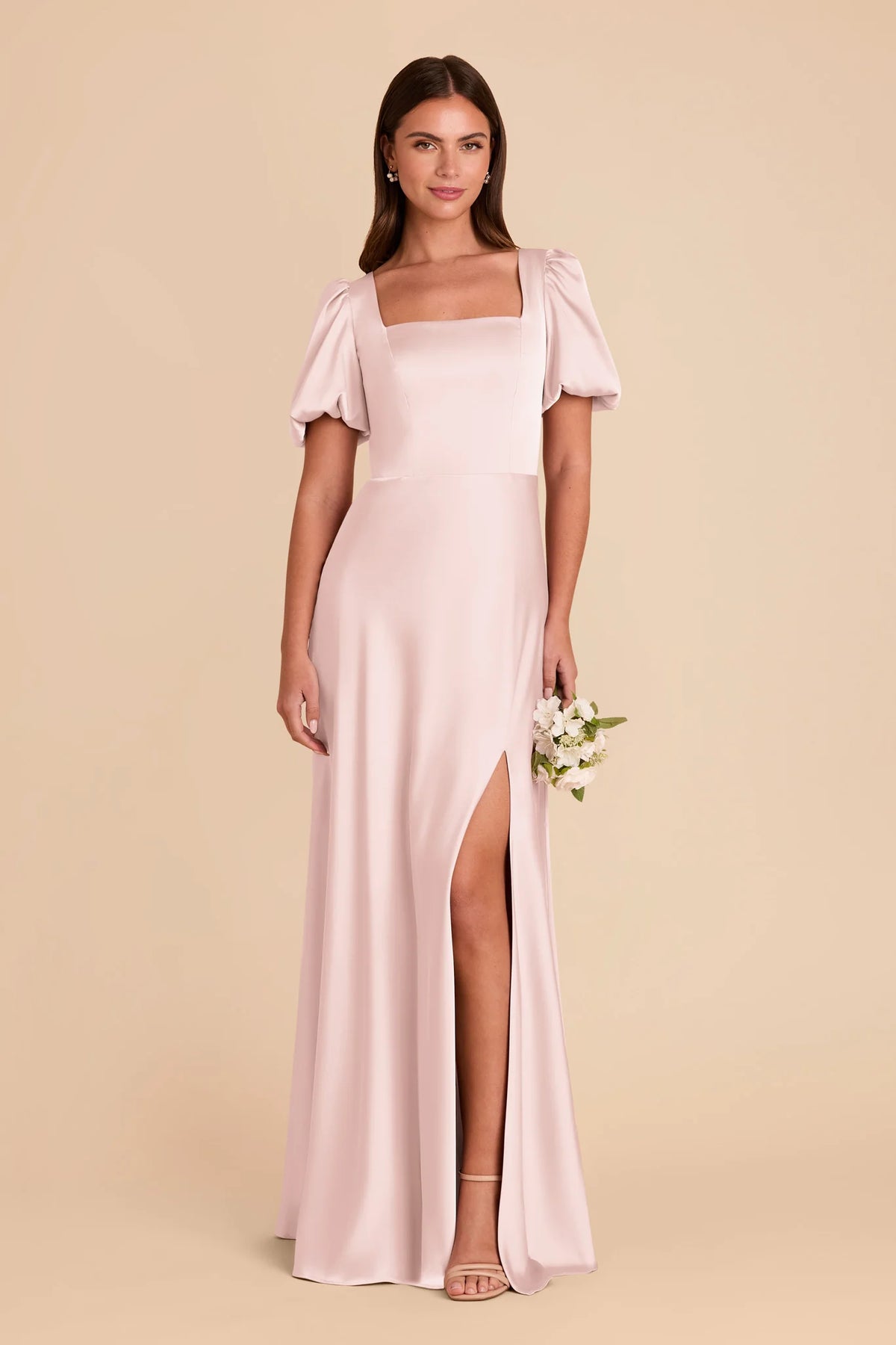 Selene Pale Blush front view bridesmaid dress