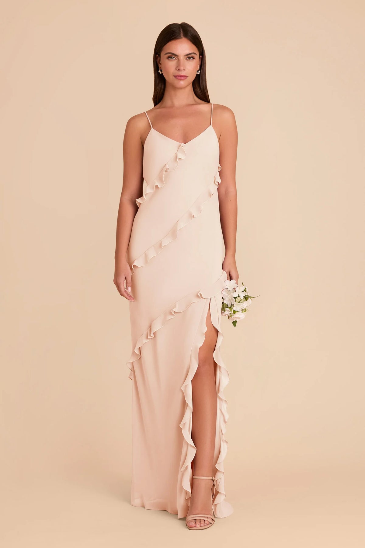 Vivienne Pale Blush front view bridesmaid dress