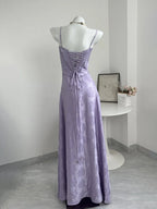 Sage Mermaid Satin Spaghetti Straps Long Formal Prom Gown