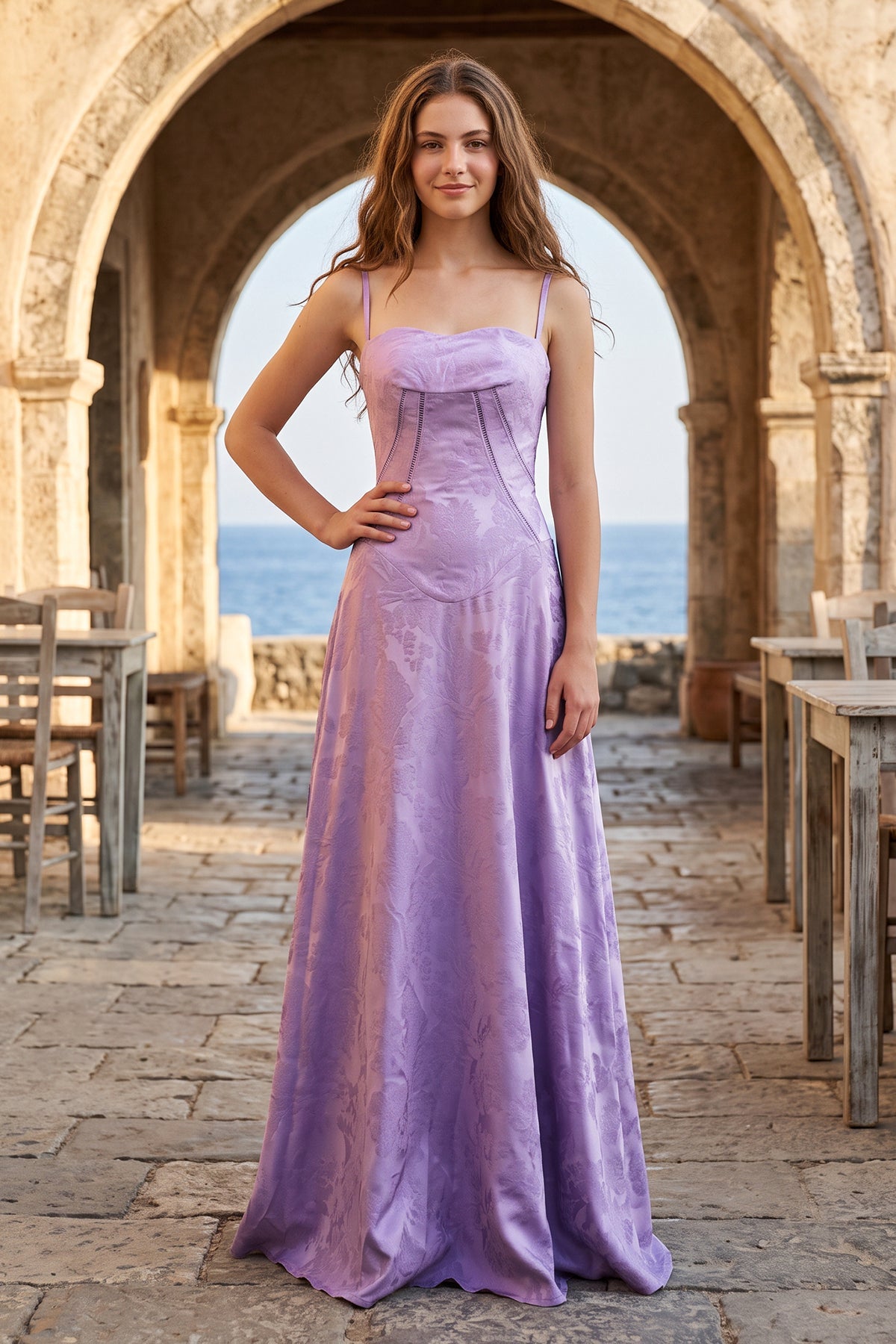 Verena Claire Lavender front view prom dress