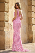 Tessa Maren Rose Pink back view prom dress