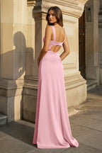 Sky Blue Satin Mermaid Evening Dress with Sweetheart Neckline and Slit