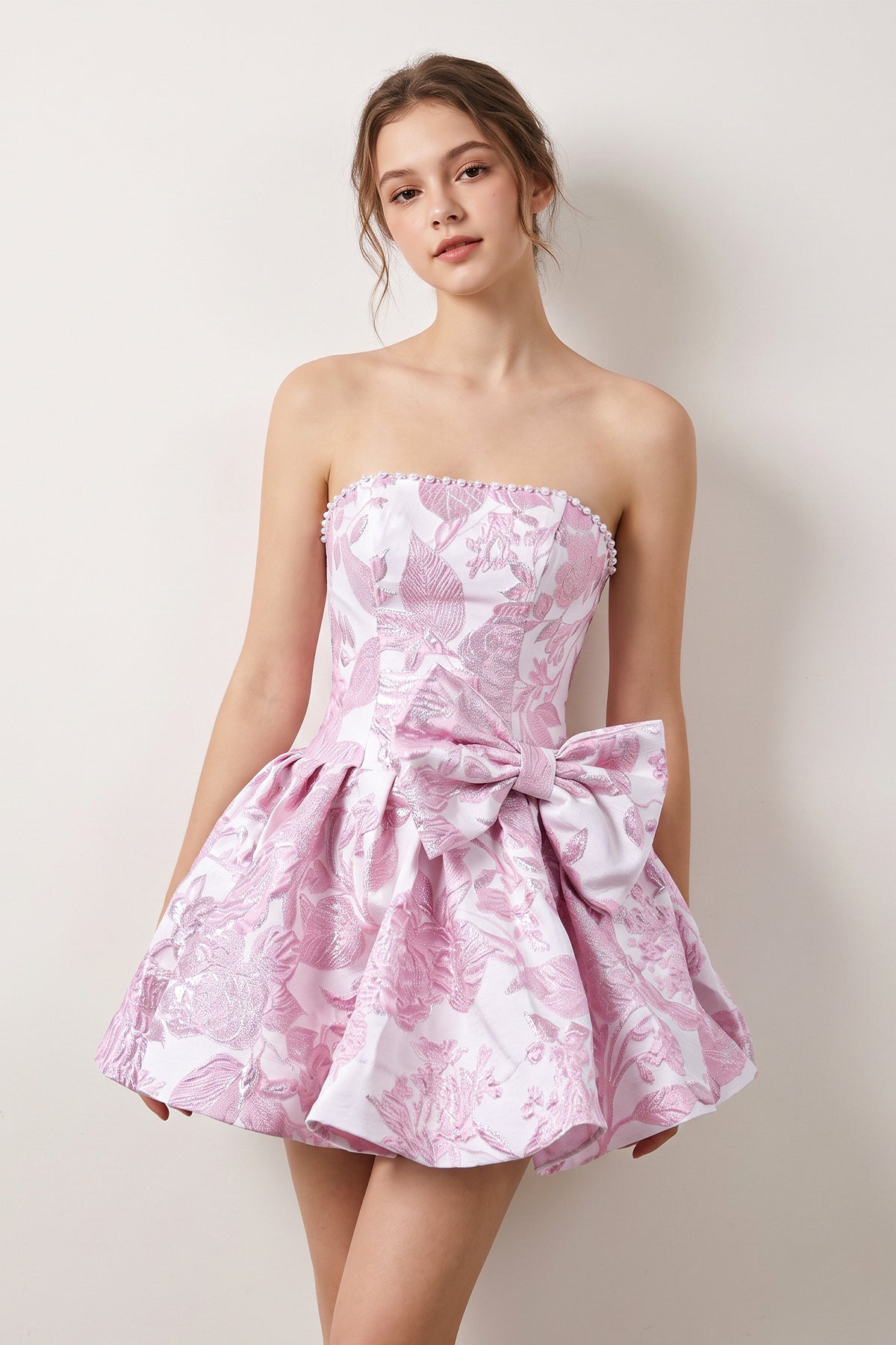 Talvera Pink side view homecoming dress