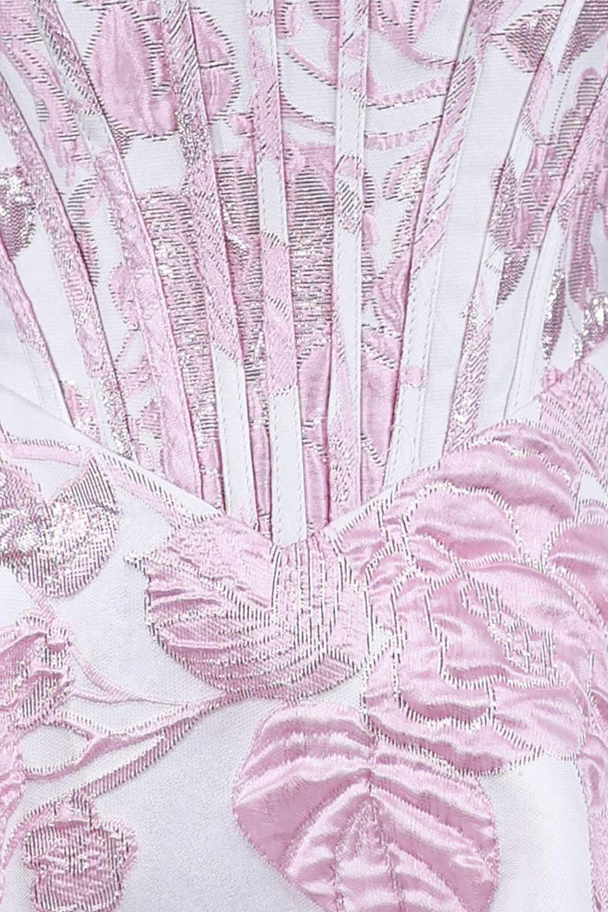 Pink Jacquard A-Line Strapless Corset Homecoming Dress With Pearl