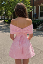 Rhoswen Pink back view homecoming dress