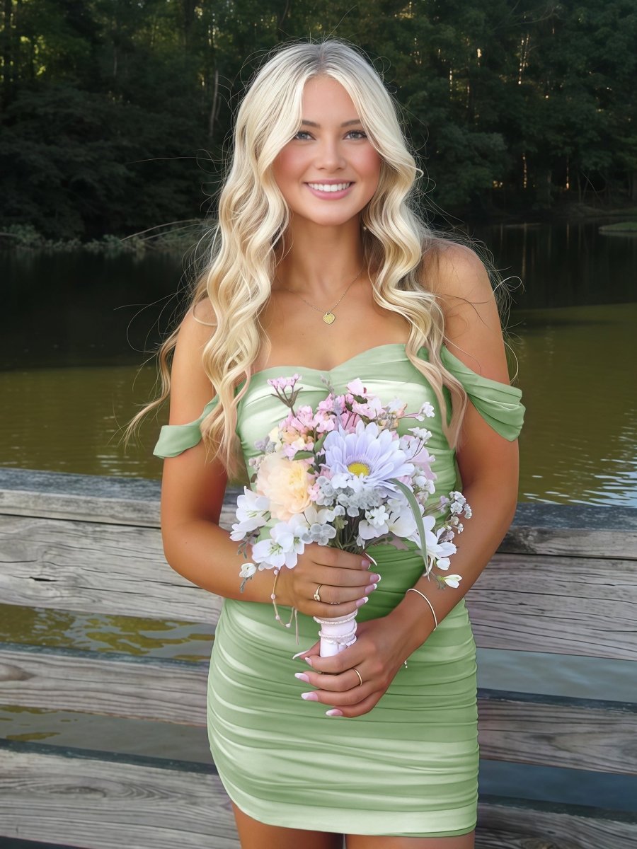 Pink Off The Shoulder Tulle Short Homecoming Dresses
