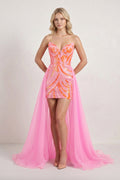 Ghislaine Pink front view homecoming dress