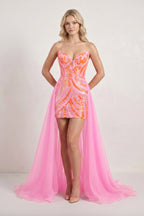 Ghislaine Pink front view homecoming dress