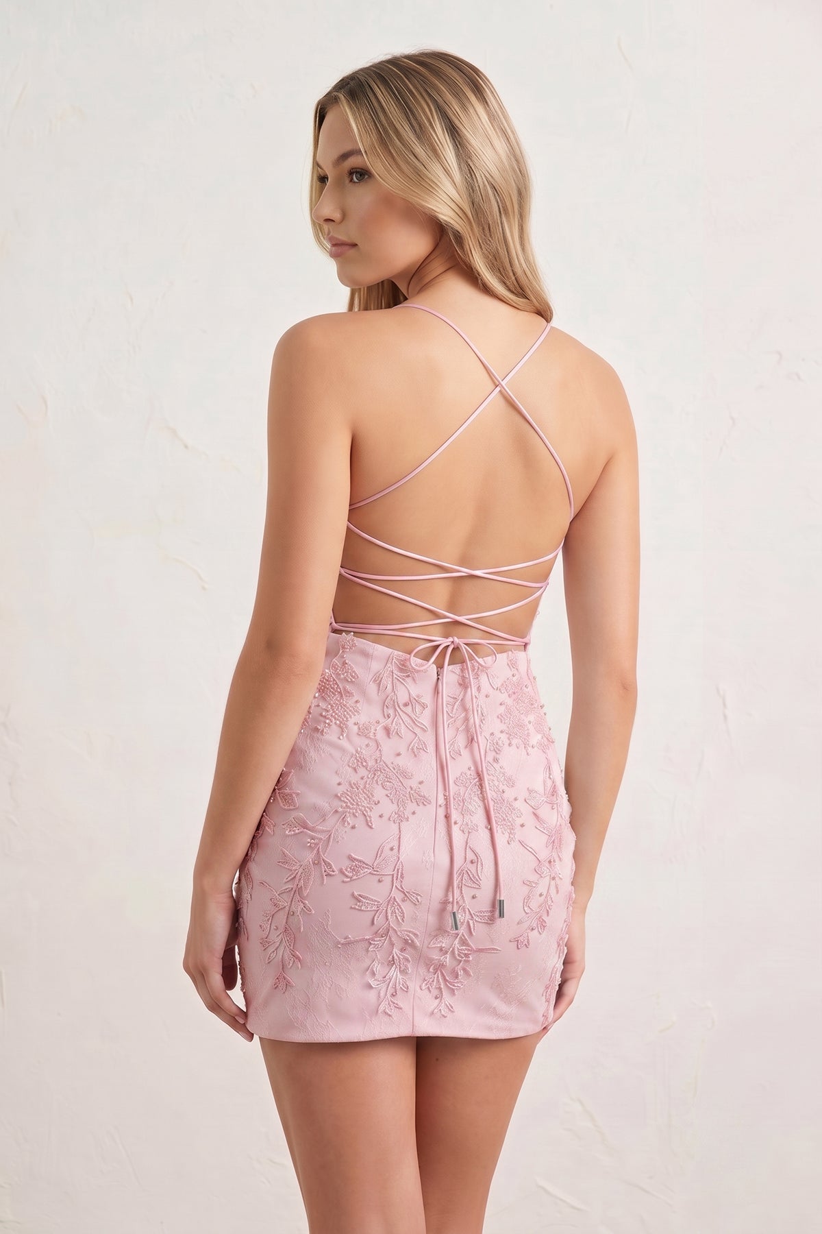 Sheath Spaghetti Straps Lace Short Homecoming Dresses