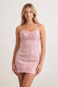 Sheath Spaghetti Straps Lace Short Homecoming Dresses