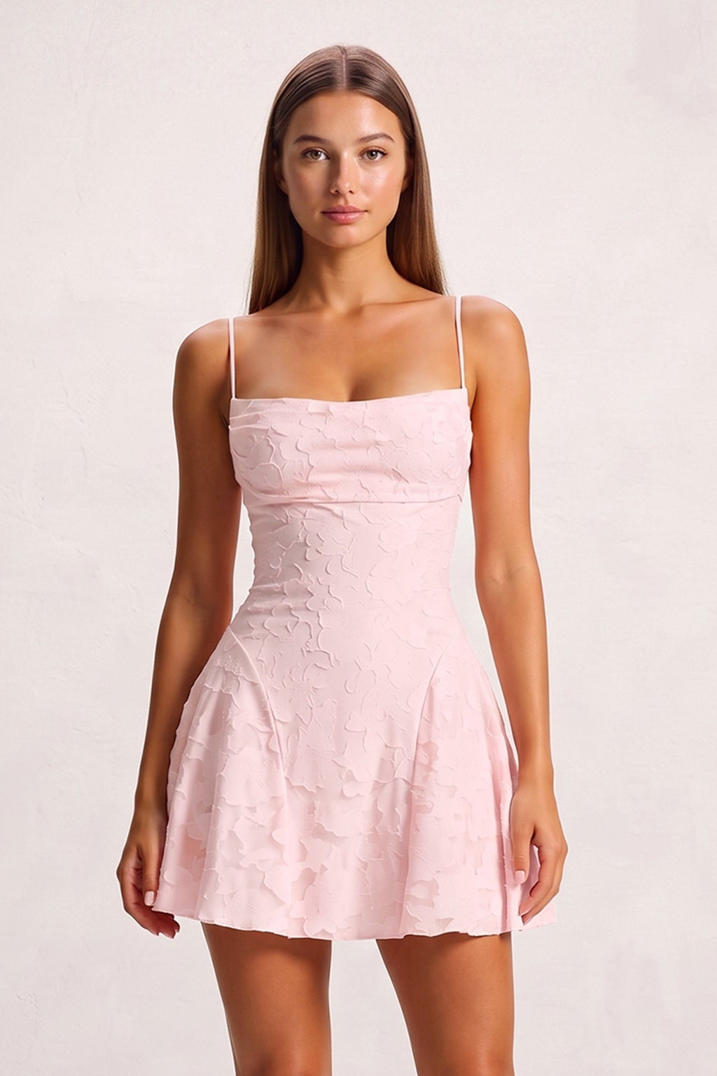 Fiorella Pink side view homecoming dress