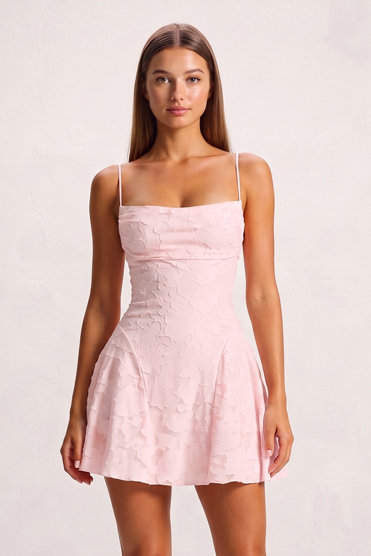 Fiorella Pink side view homecoming dress