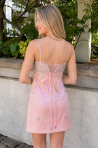 Alouette Pink back view homecoming dress