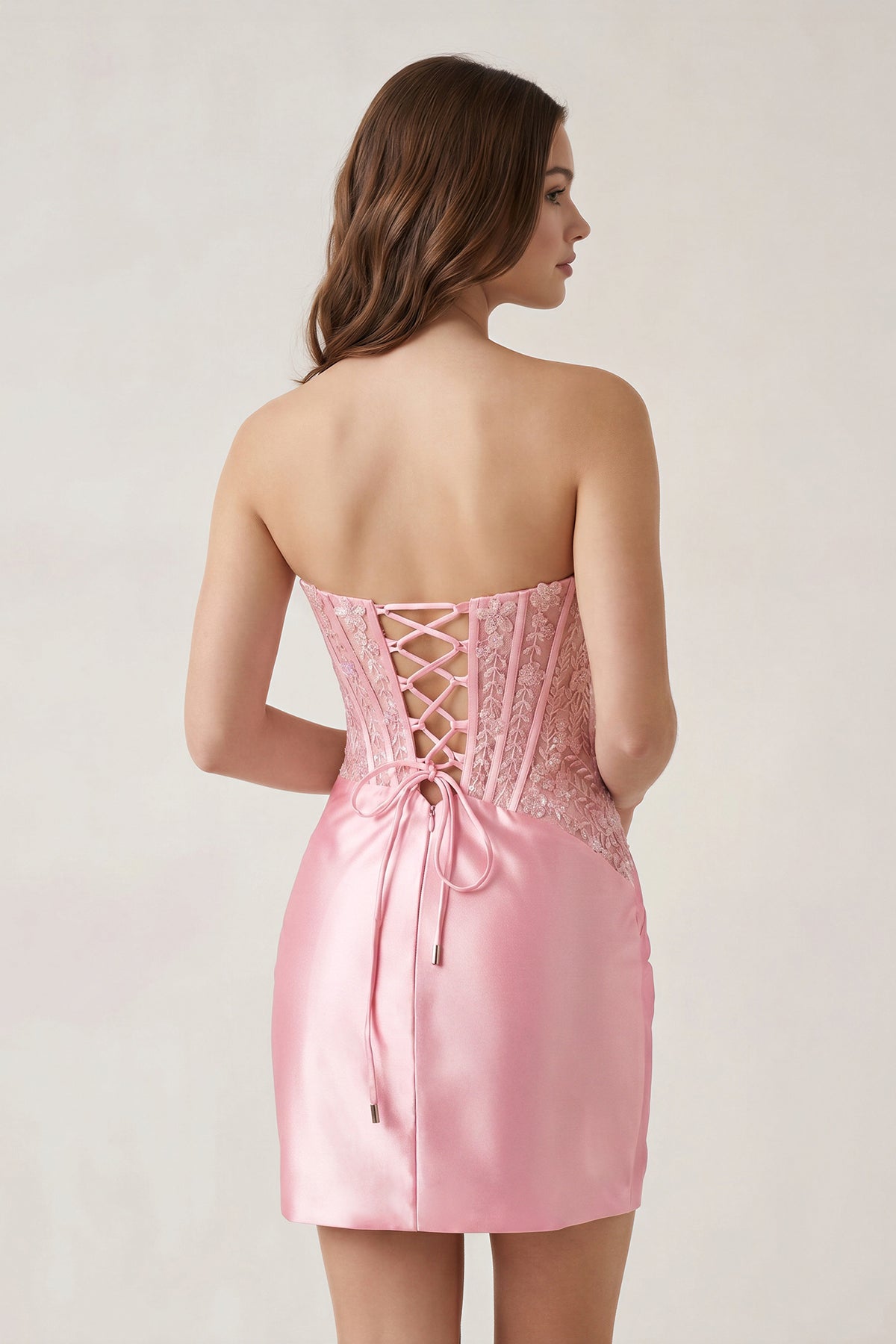 Navy Blue Strapless Bodycon Satin Pleated Short Homecoming & Cocktail Dresses With Beading