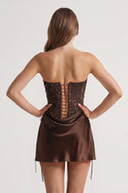 Pink Sweetheart Sheath Corset Ruched Satin Homecoming Dress with Beading