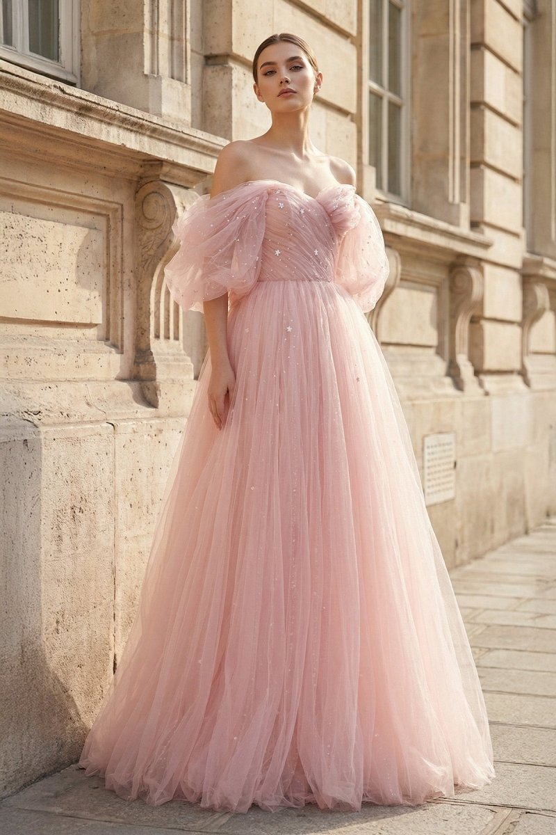Elara Quinn Rose Pink front view prom dress