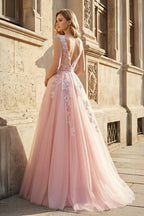 Lavinia Hope Rose Pink back view prom dress