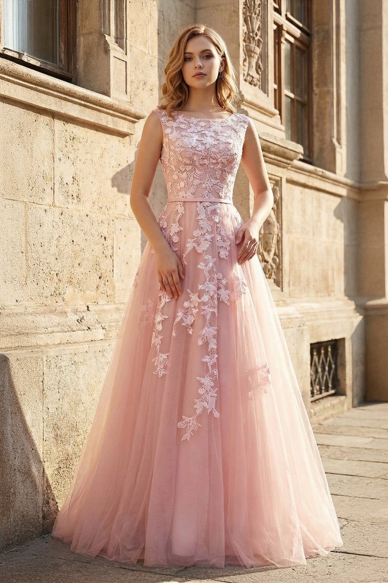 Lavinia Hope Rose Pink front view prom dress