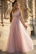 Melisande Rue Rose Pink front view prom dress