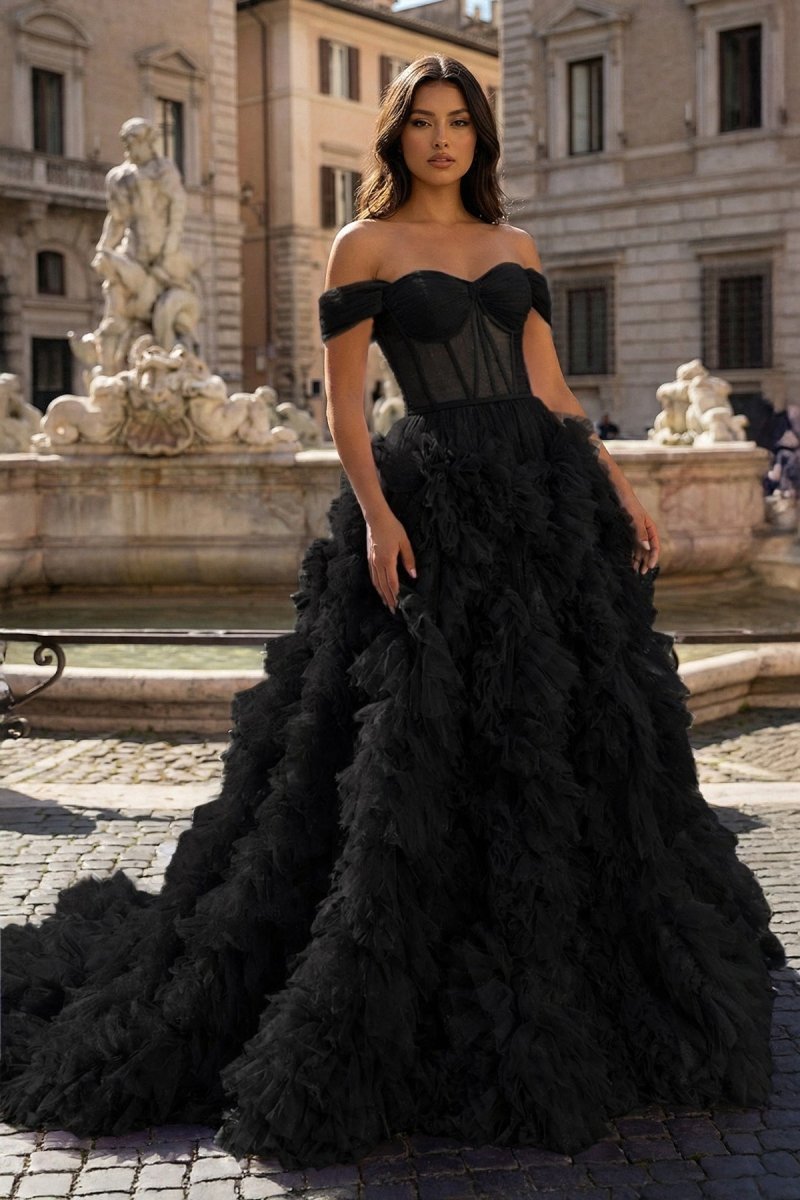 Bellamy Rose Black front view prom dress