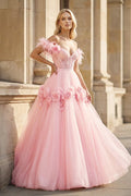 Vianne Pearl Rose Pink front view prom dress