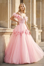 Vianne Pearl Rose Pink front view prom dress