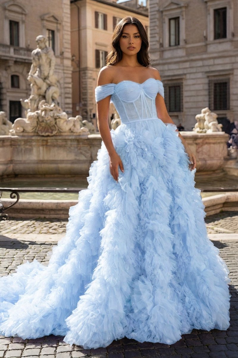 Bellamy Rose Sky Blue front view prom dress